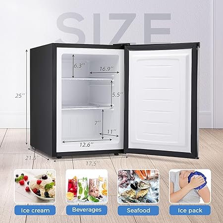 Free Standing Upright Freezer with Removable Shelf. Adjustable Thermostat. Compact Reversible Single Door Vertical Freezers - Image 17