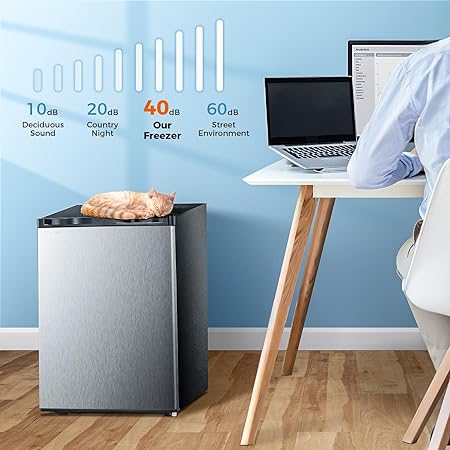 Free Standing Upright Freezer with Removable Shelf. Adjustable Thermostat. Compact Reversible Single Door Vertical Freezers - Image 14