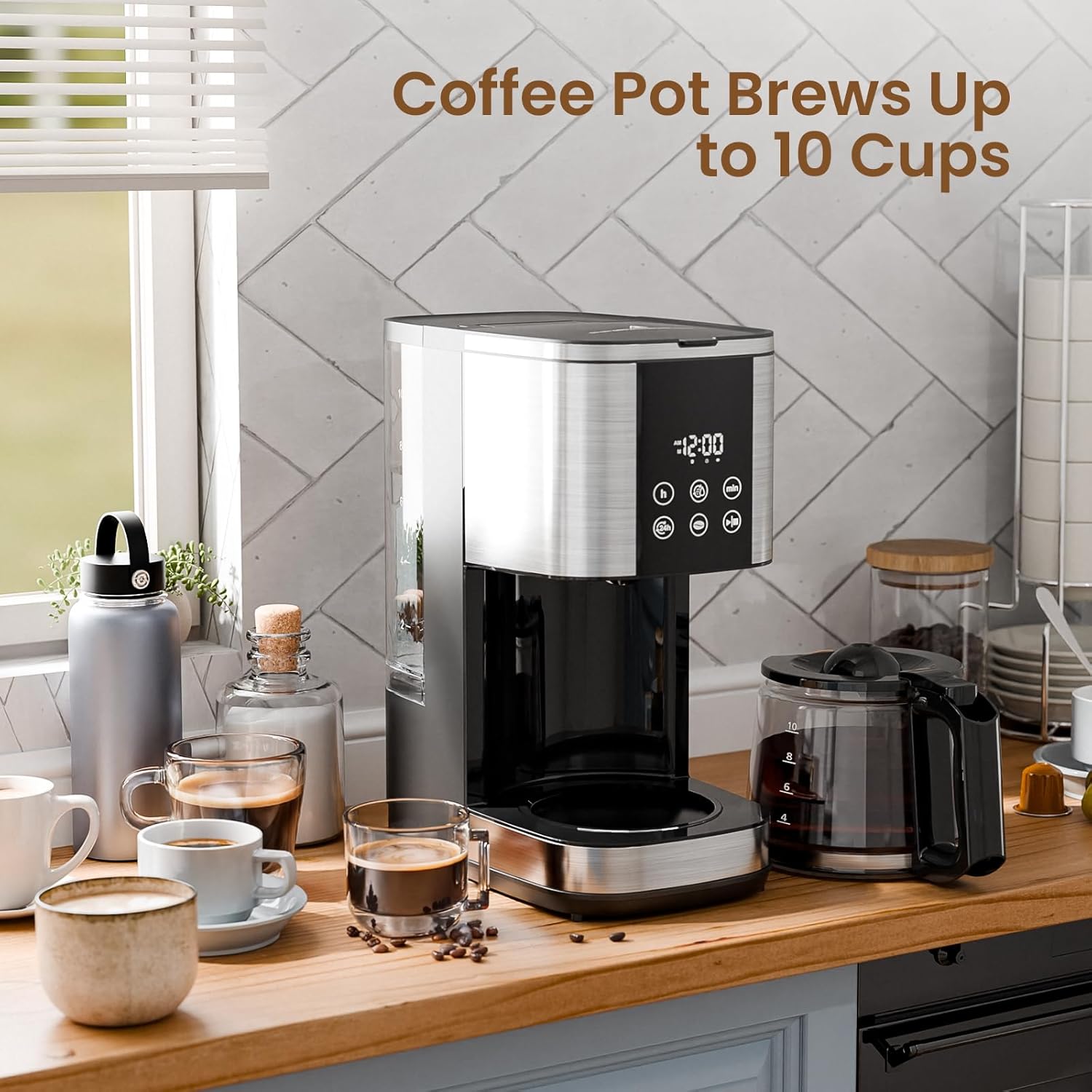 Kismile 10 Cup Drip Coffee maker with Led Display & Touch Screen CM3743 - Image 7