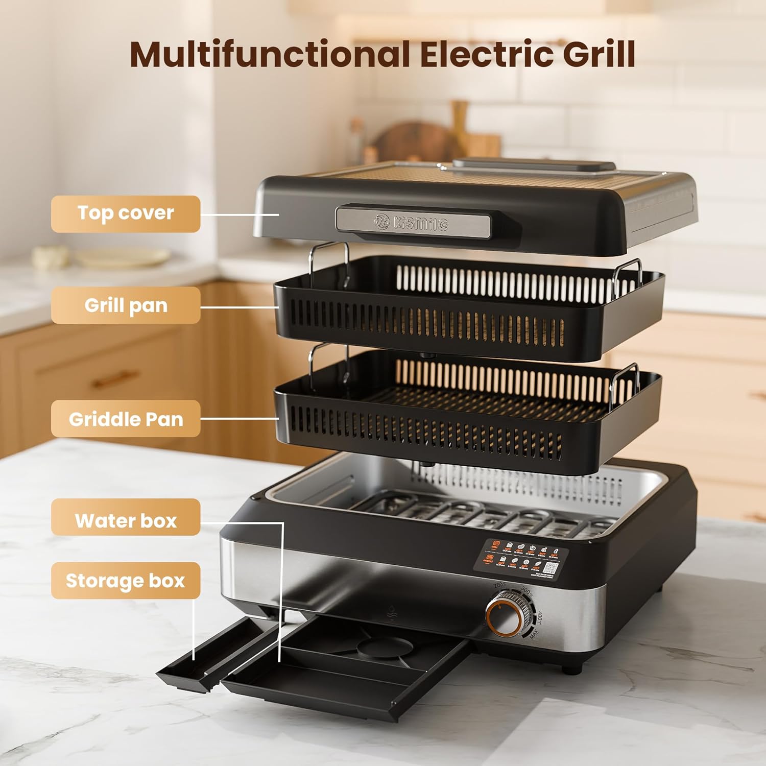 Kismile 2-in-1 Griddle and Indoor Grill 81001KEB1 - Image 14