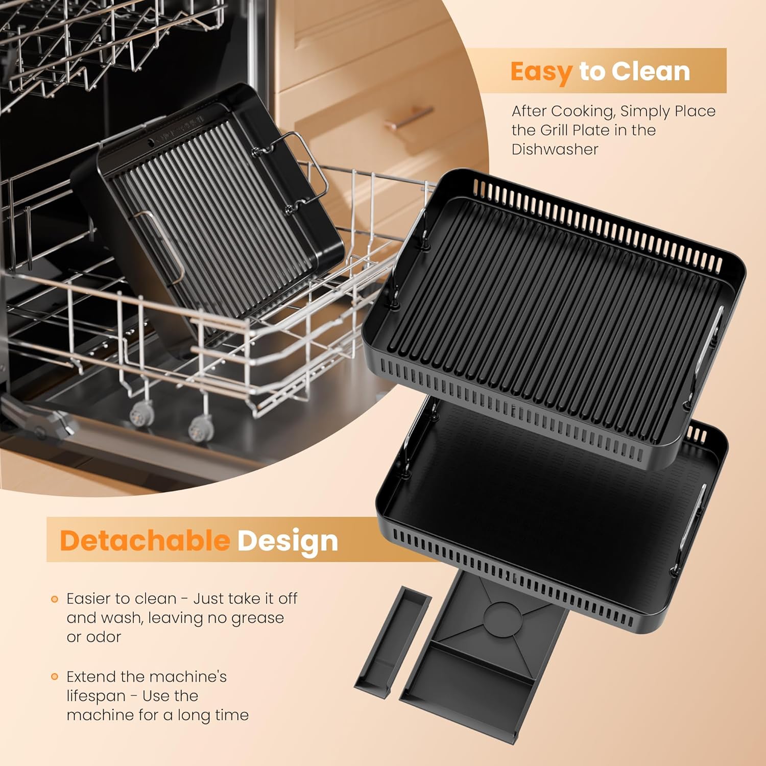 Kismile 2-in-1 Griddle and Indoor Grill 81001KEB1 - Image 8