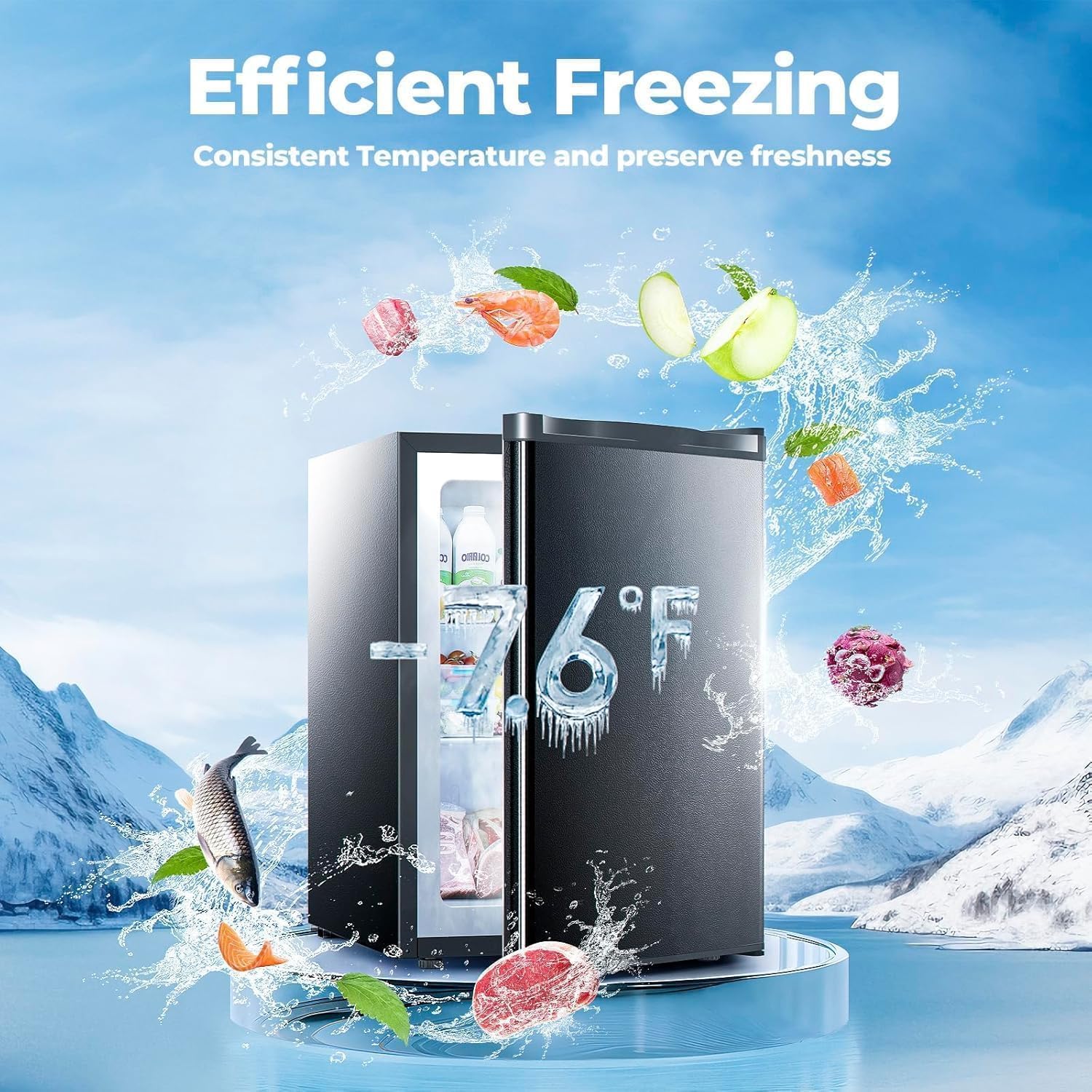 Kismile 3.0 Cu.ft Upright Freezer. Small Mini Freezer - Image 2