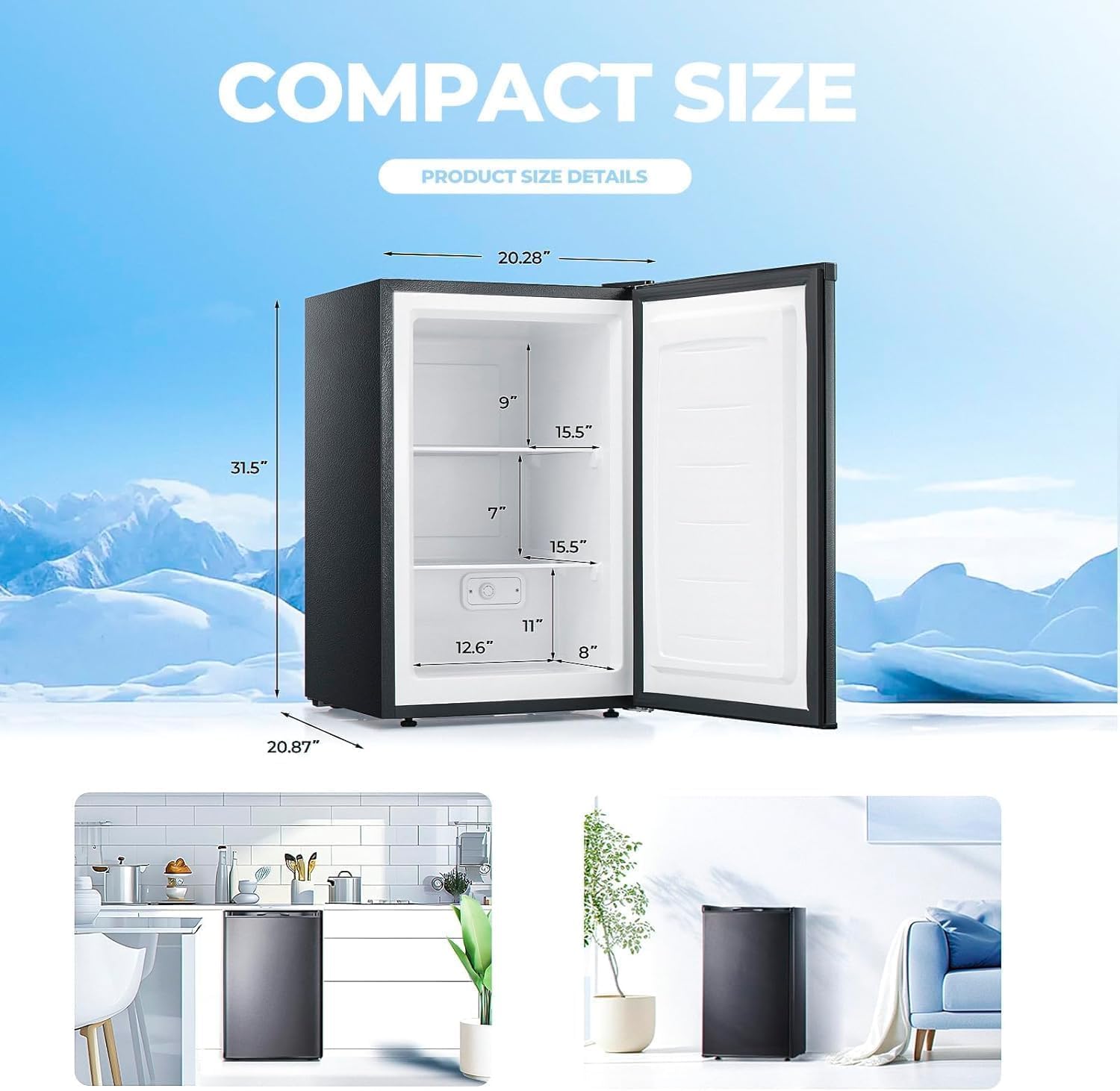 Kismile 3.0 Cu.ft Upright Freezer. Small Mini Freezer - Image 3