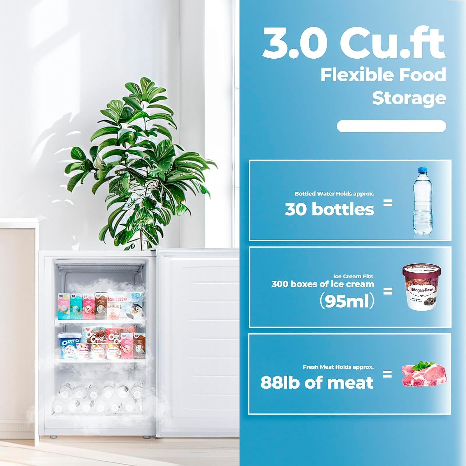 Kismile 3.0 Cu.ft Upright Freezer. Small Mini Freezer - Image 21