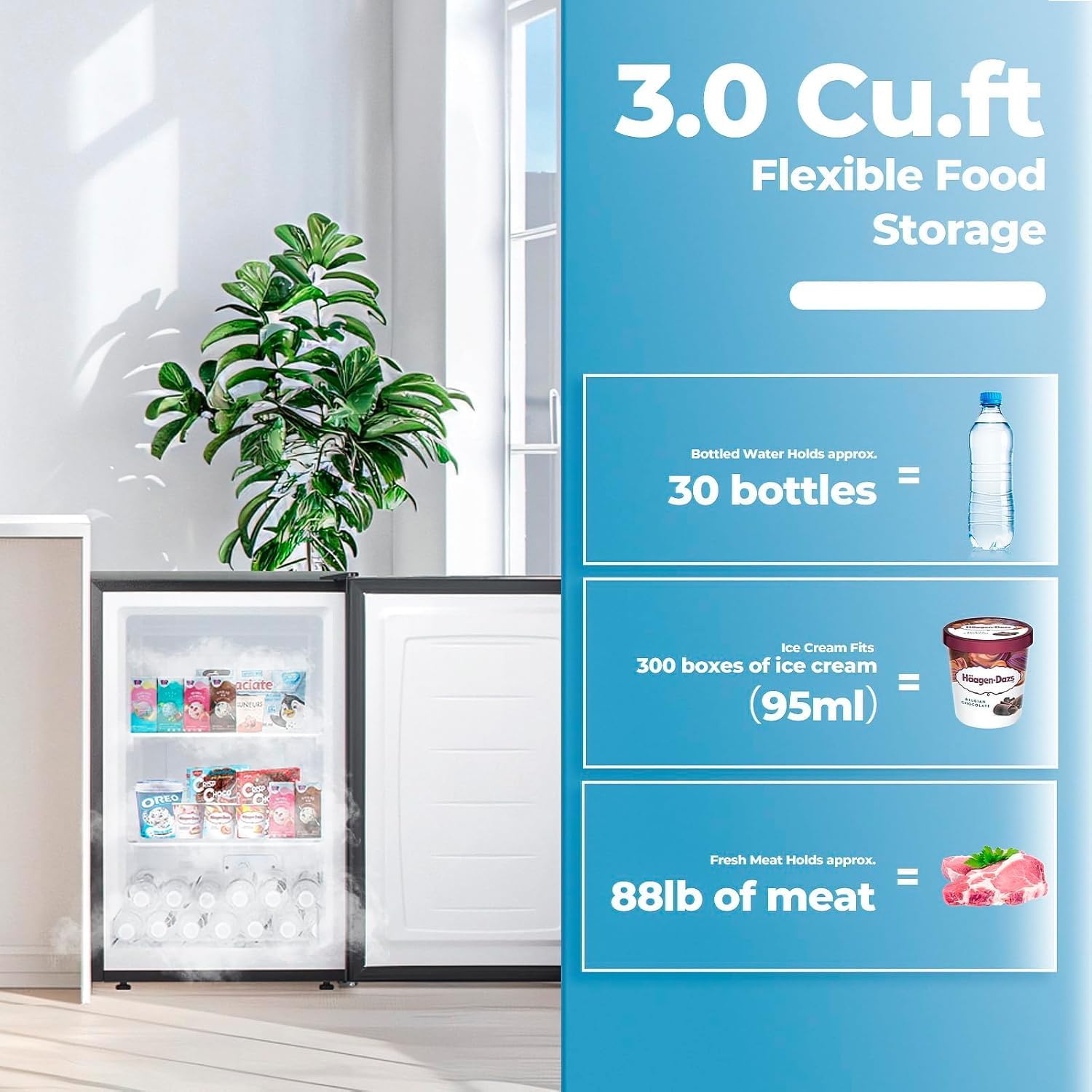 Kismile 3.0 Cu.ft Upright Freezer. Small Mini Freezer - Image 13