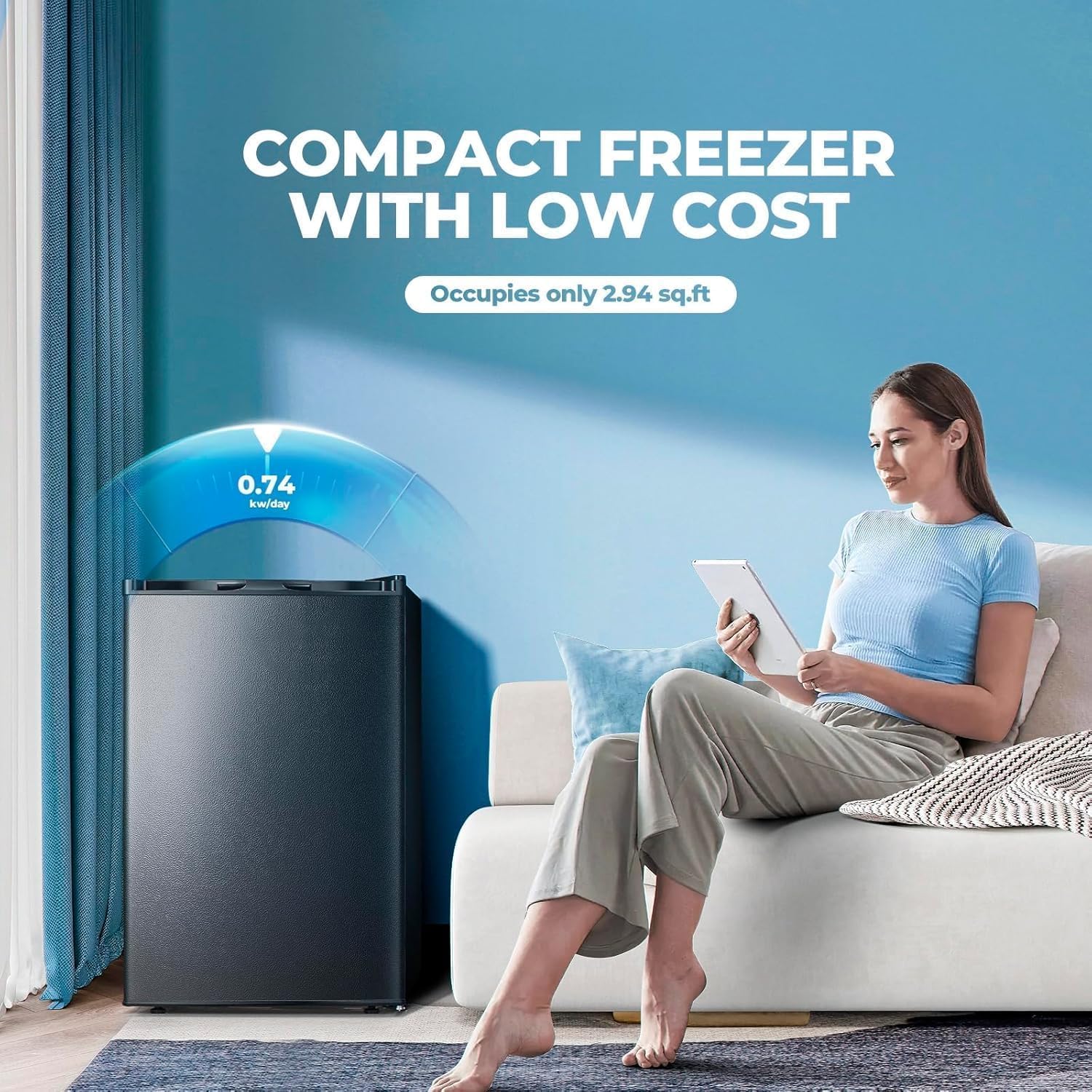 Kismile 3.0 Cu.ft Upright Freezer. Small Mini Freezer - Image 5