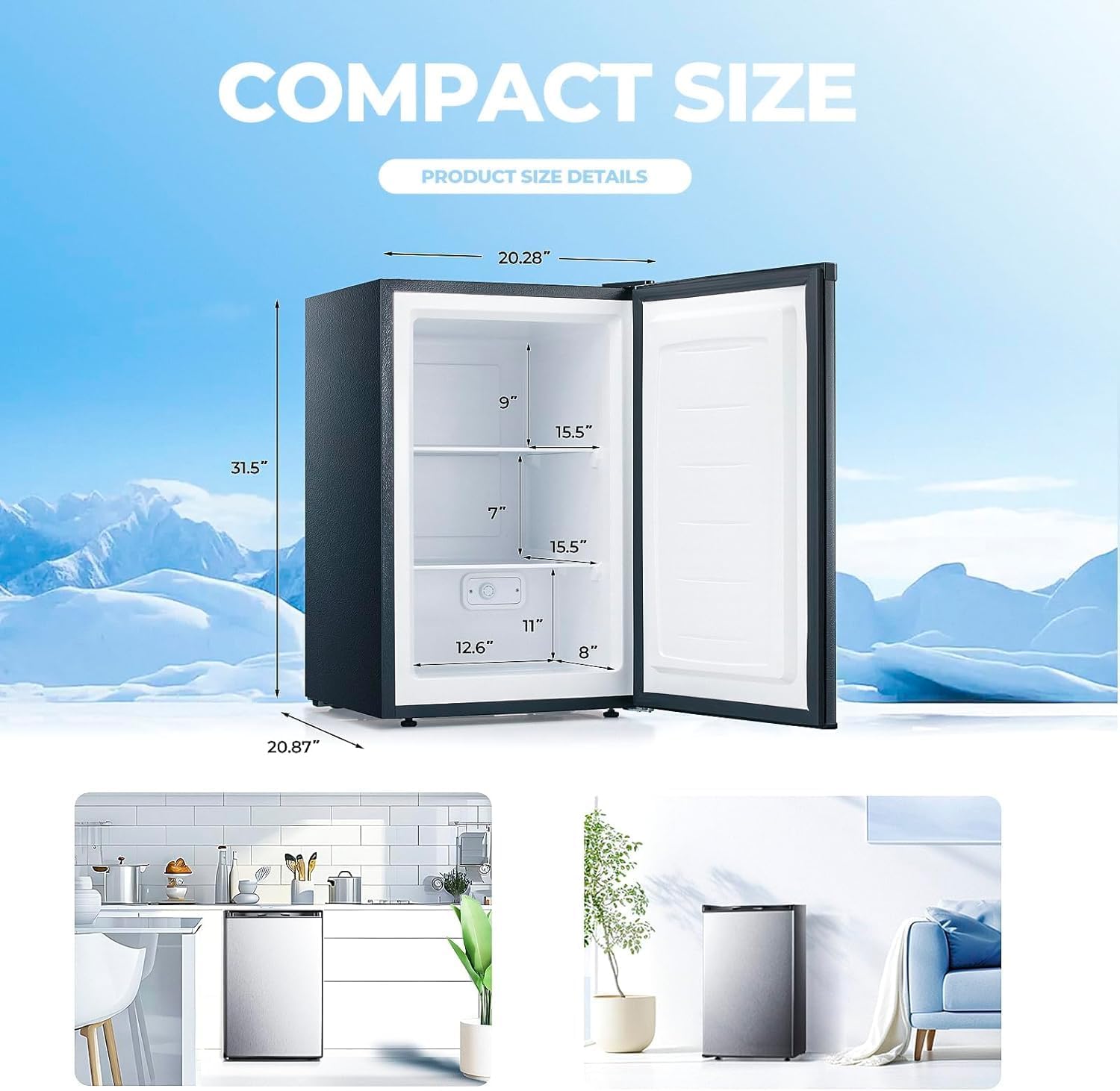 Kismile 3.0 Cu.ft Upright Freezer. Small Mini Freezer - Image 9