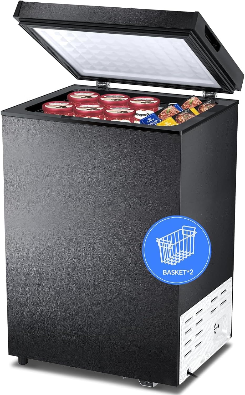 Kismile 3.2 Cubic Feet Chest Freezer with Removable Basket D5880