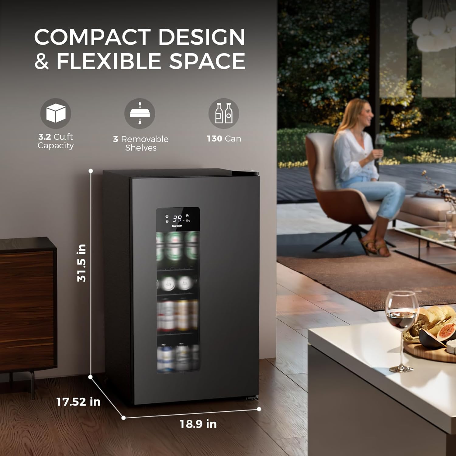 Kismile 3.2 Cu.Ft Beer Fridge WC5890 - Image 2