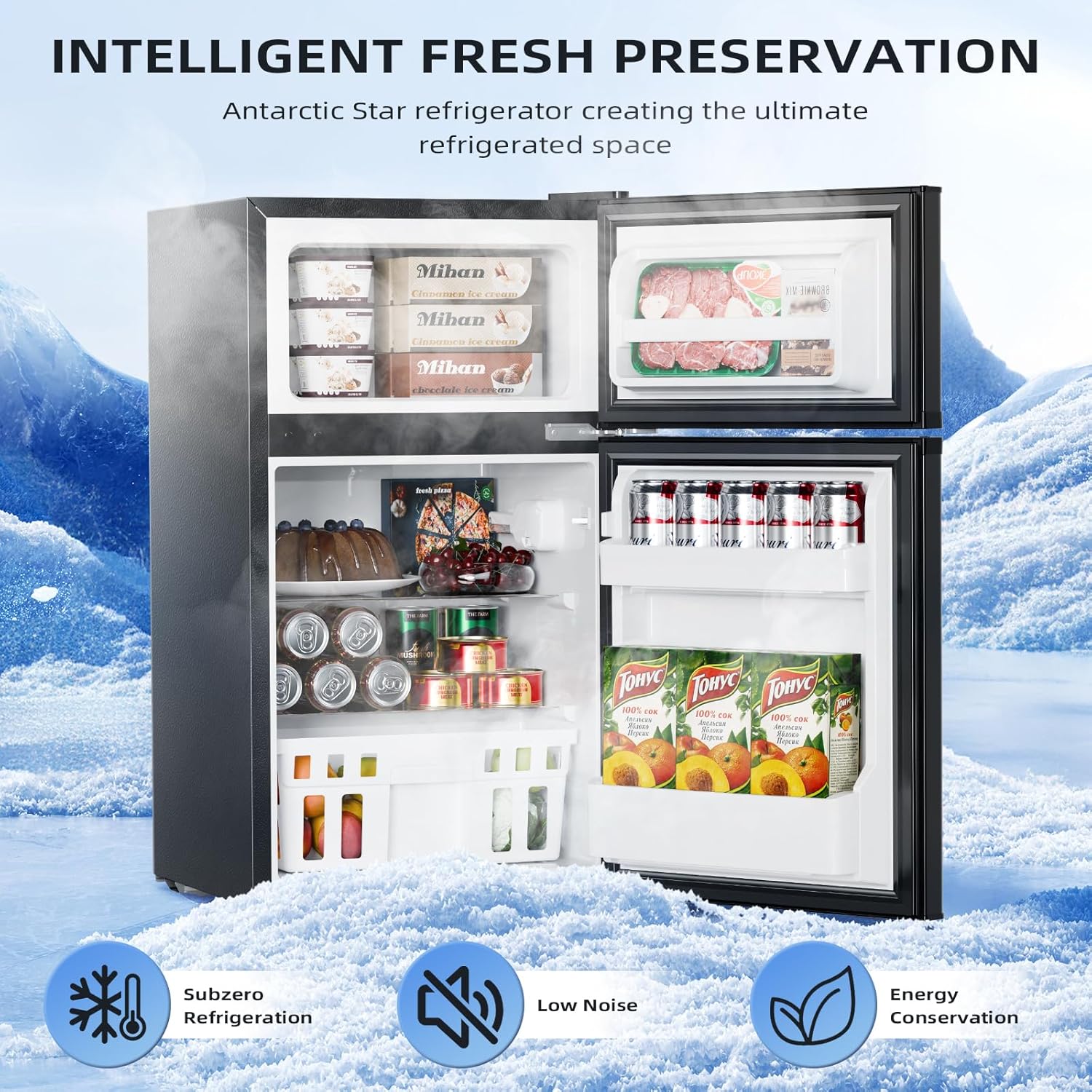 Kismile 3.2 Cu.Ft.Mini Refrigerator with Freezer F5887 - Image 2
