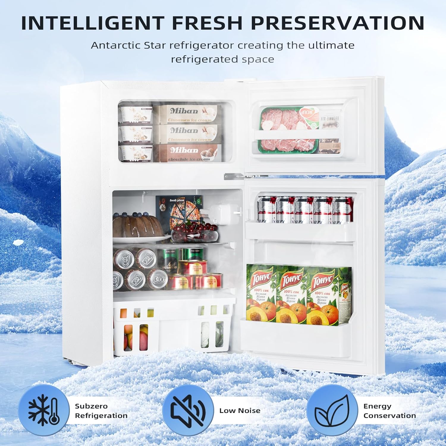 Kismile 3.2 Cu.Ft.Mini Refrigerator with Freezer F5887 - Image 9