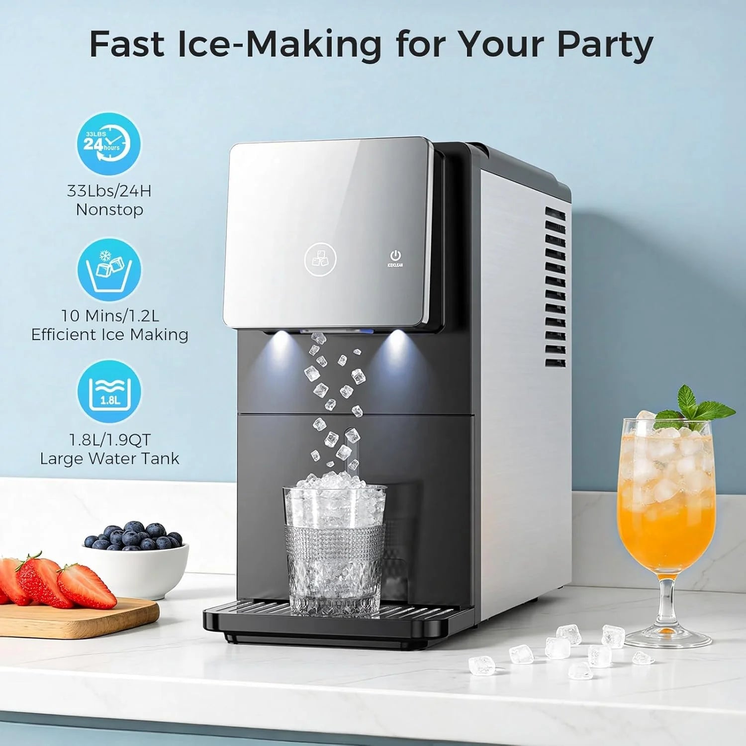 Kismile 33lbs Countertop Nugget Ice Maker 58015RIM0-BLACK - Image 7