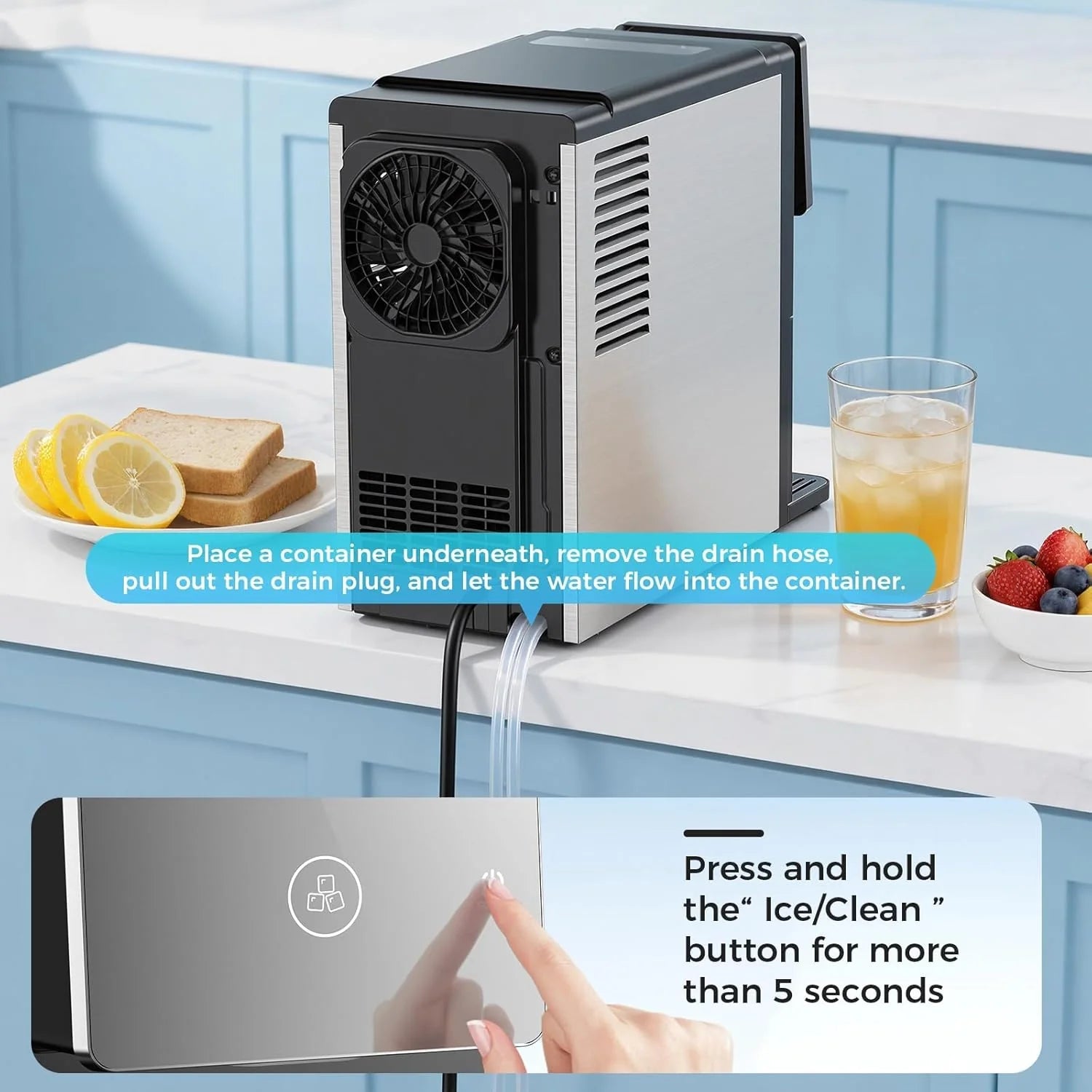 Kismile 33lbs Countertop Nugget Ice Maker 58015RIM0-BLACK - Image 6