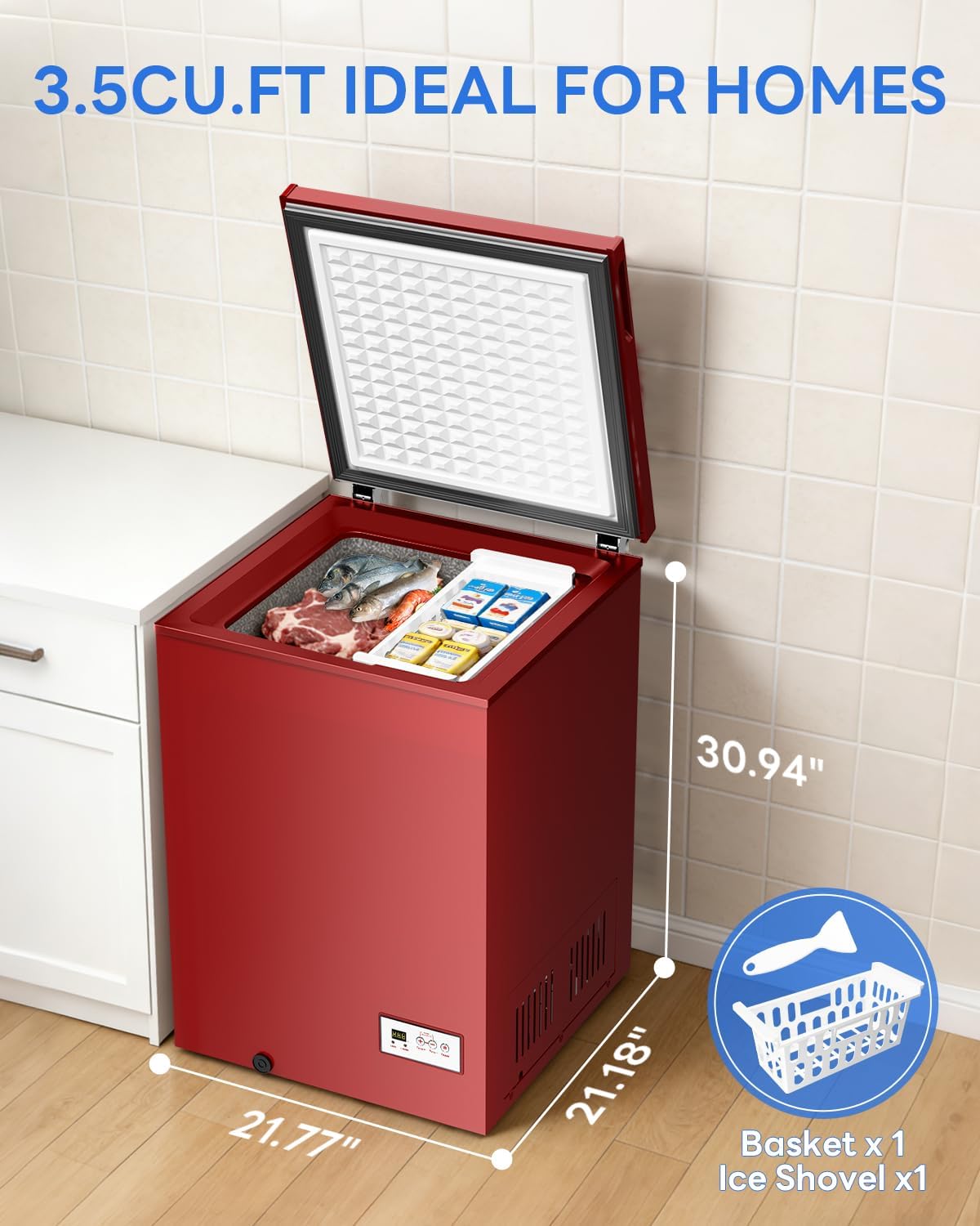 Kismile 3.5 Cu. Ft Chest Freezer 58090RFR0 - Image 9