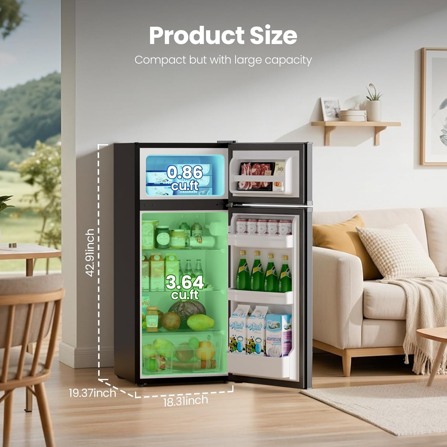 Kismile 4.5 Cu.Ft Mini Fridge with Freezer 58127RRE0 - Image 2