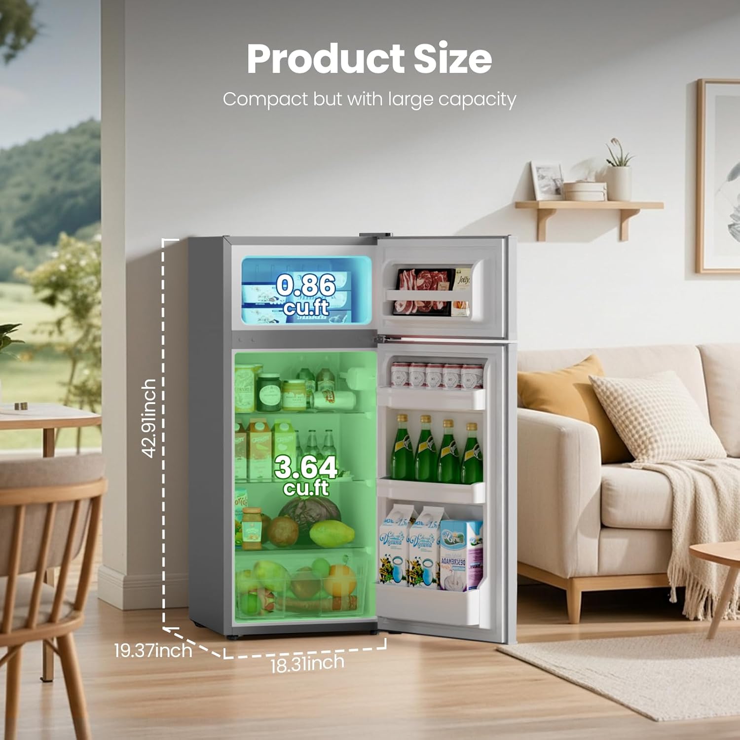 Kismile 4.5 Cu.Ft Mini Fridge with Freezer 58127RRE0 - Image 9