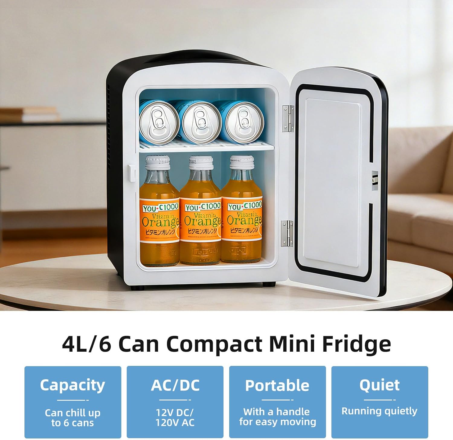 Kismile 4L/6 Can Portable Mini Fridge MF3425 - Image 2