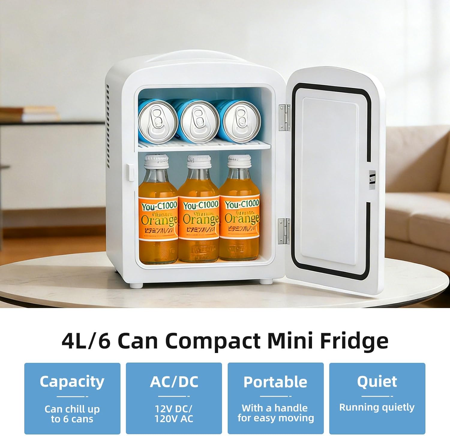 Kismile 4L/6 Can Portable Mini Fridge MF3425 - Image 9