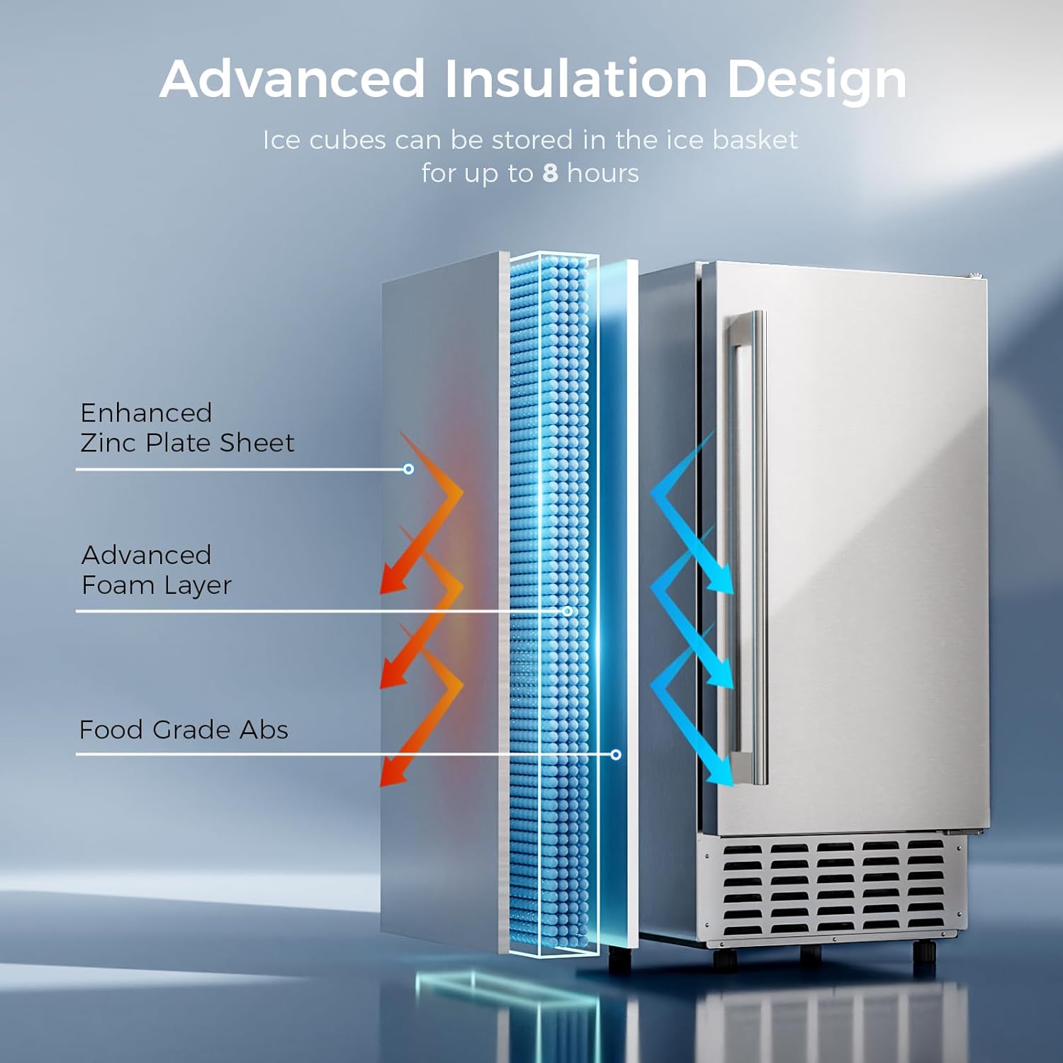Kismile Commercial Under Counter Built-in Nugget Ice Maker Z5830N - Image 8