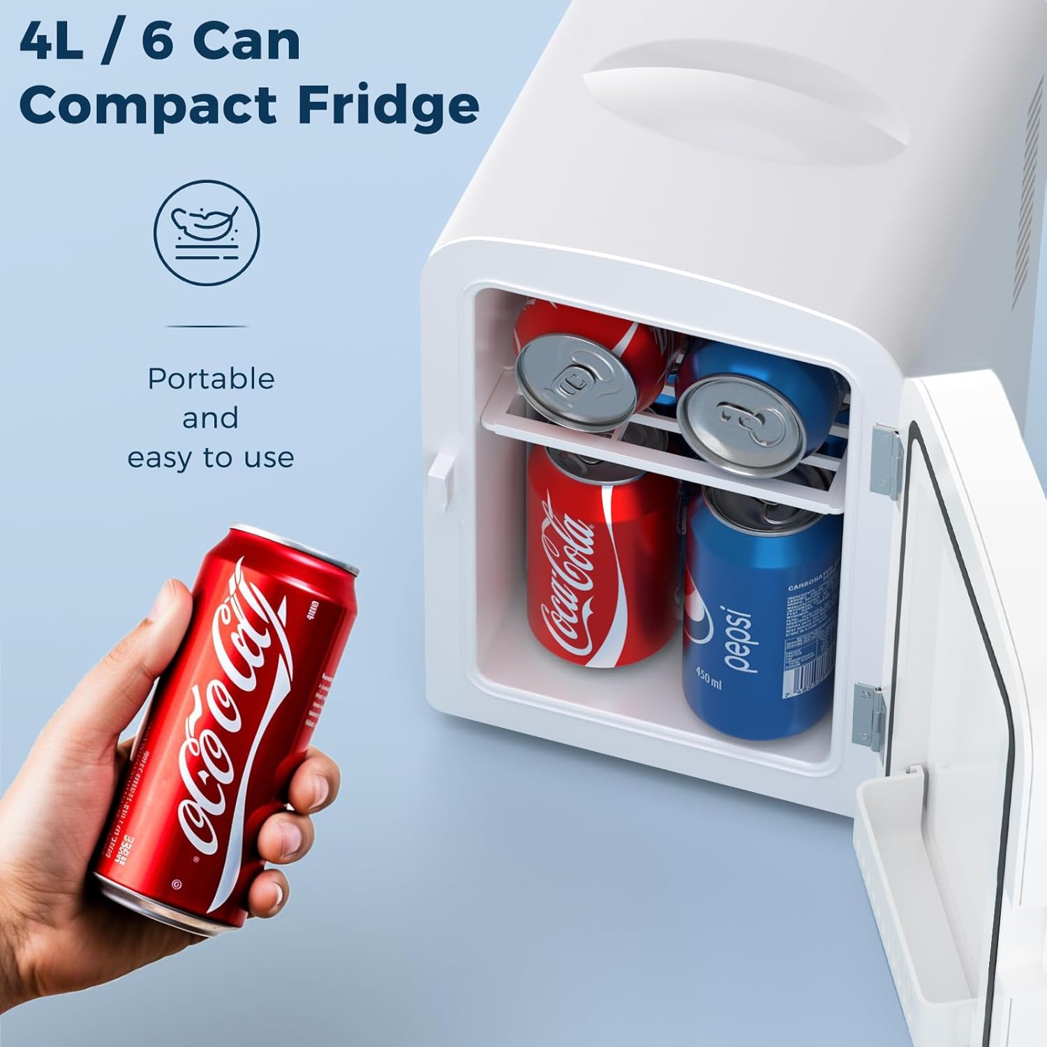 Kismile Compact Refrigerator. Portable Mini Fridge. Skin Care 4L Capacity/6 Cans F3404S - Image 3