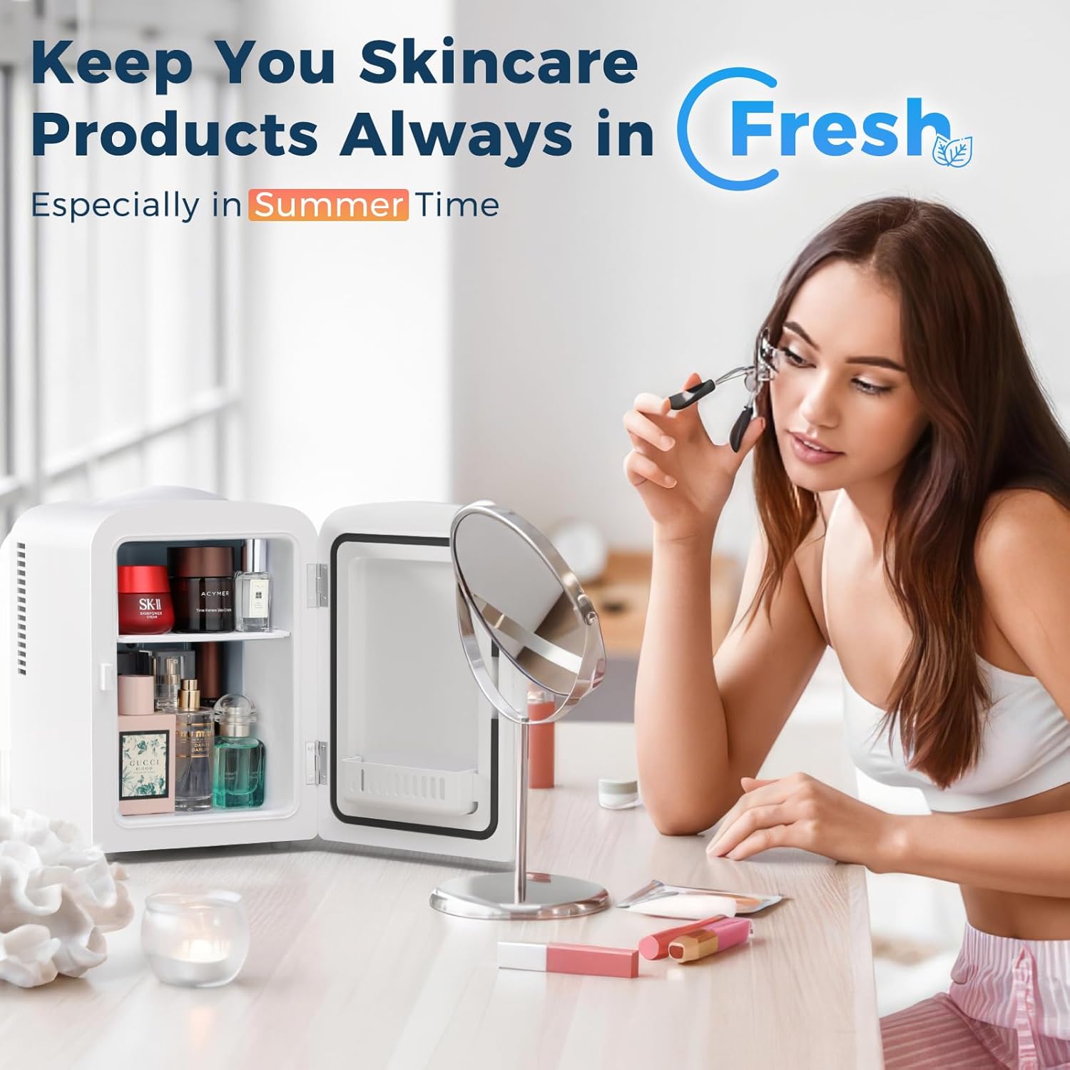 Kismile Compact Refrigerator. Portable Mini Fridge. Skin Care 4L Capacity/6 Cans F3404S - Image 4