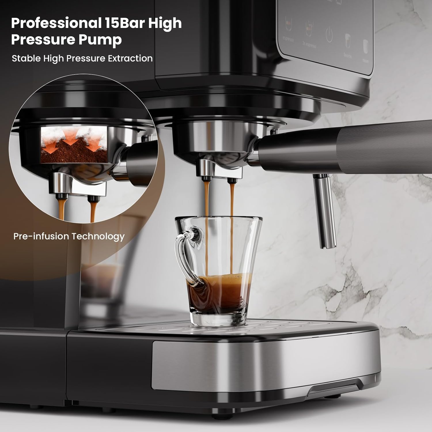 Kismile Espresso Machine with Milk Frother 80501KCM0 - Image 2