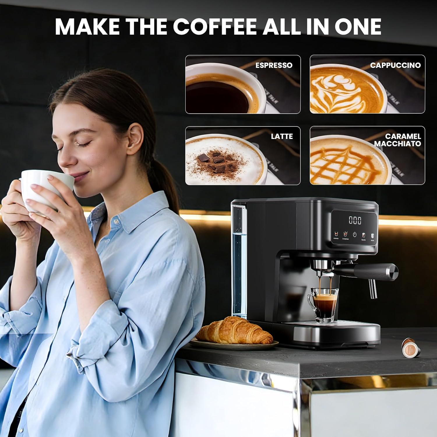 Kismile Espresso Machine with Milk Frother 80501KCM0 - Image 8
