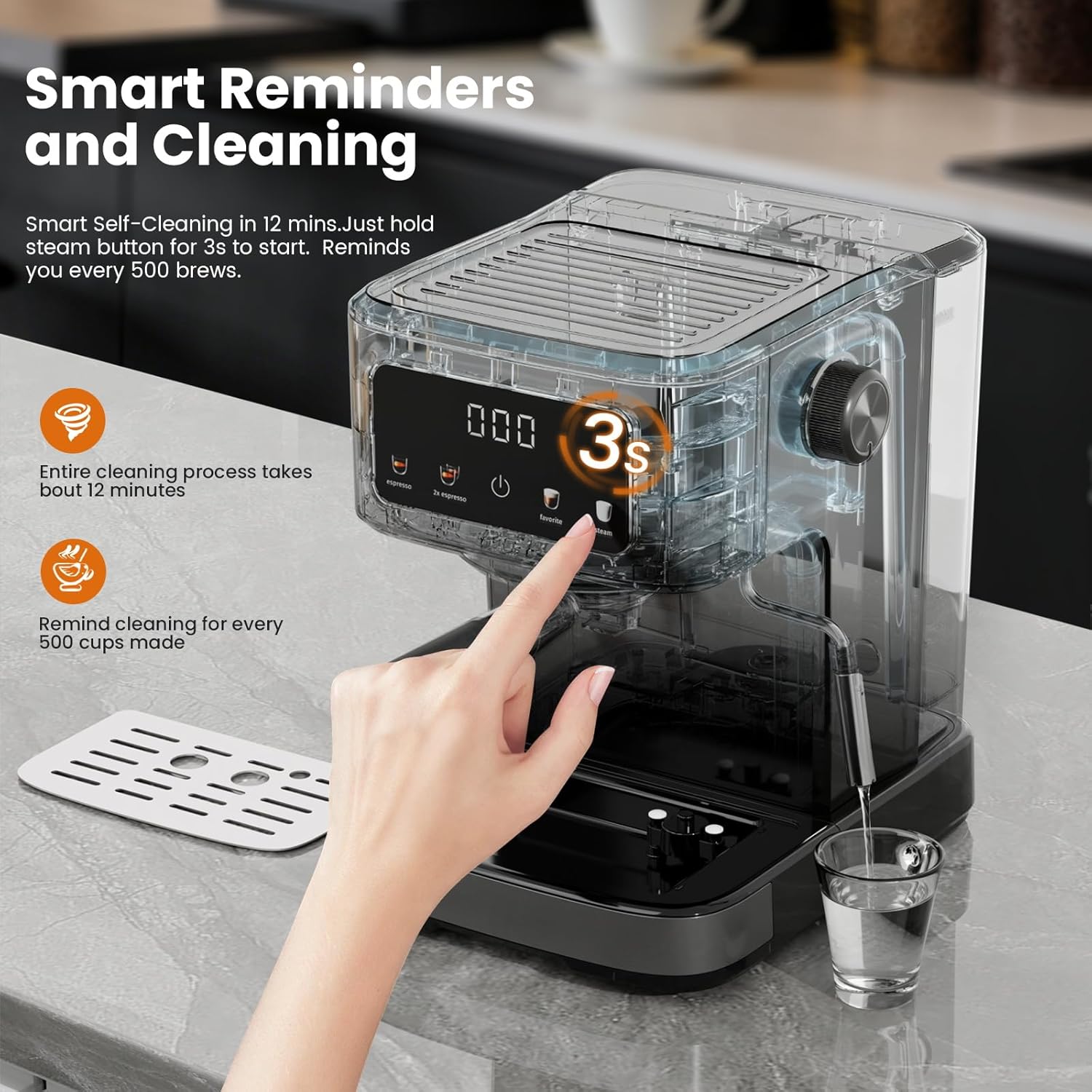 Kismile Espresso Machine with Milk Frother 80501KCM0 - Image 6
