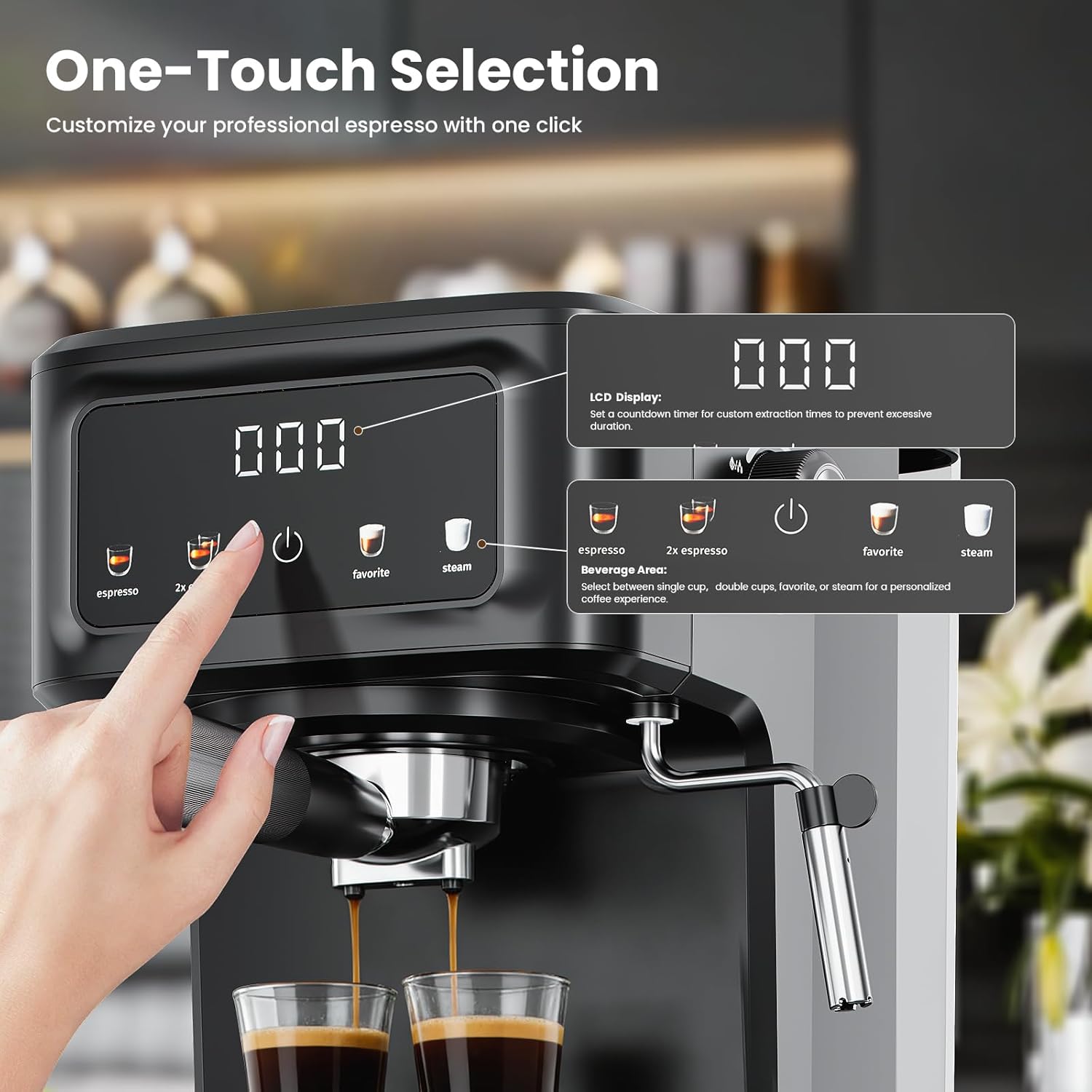 Kismile Espresso Machine with Milk Frother 80501KCM0 - Image 3