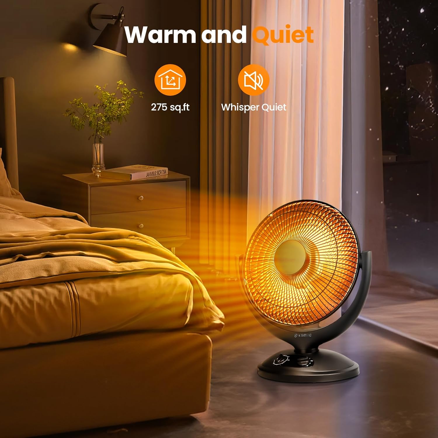Kismile Oscillating Parabolic Space Heater with Thermostat and Timer R5315 - Image 5