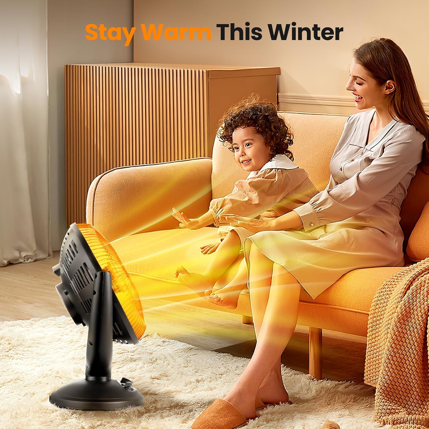 Kismile Oscillating Parabolic Space Heater with Thermostat and Timer R5315 - Image 7