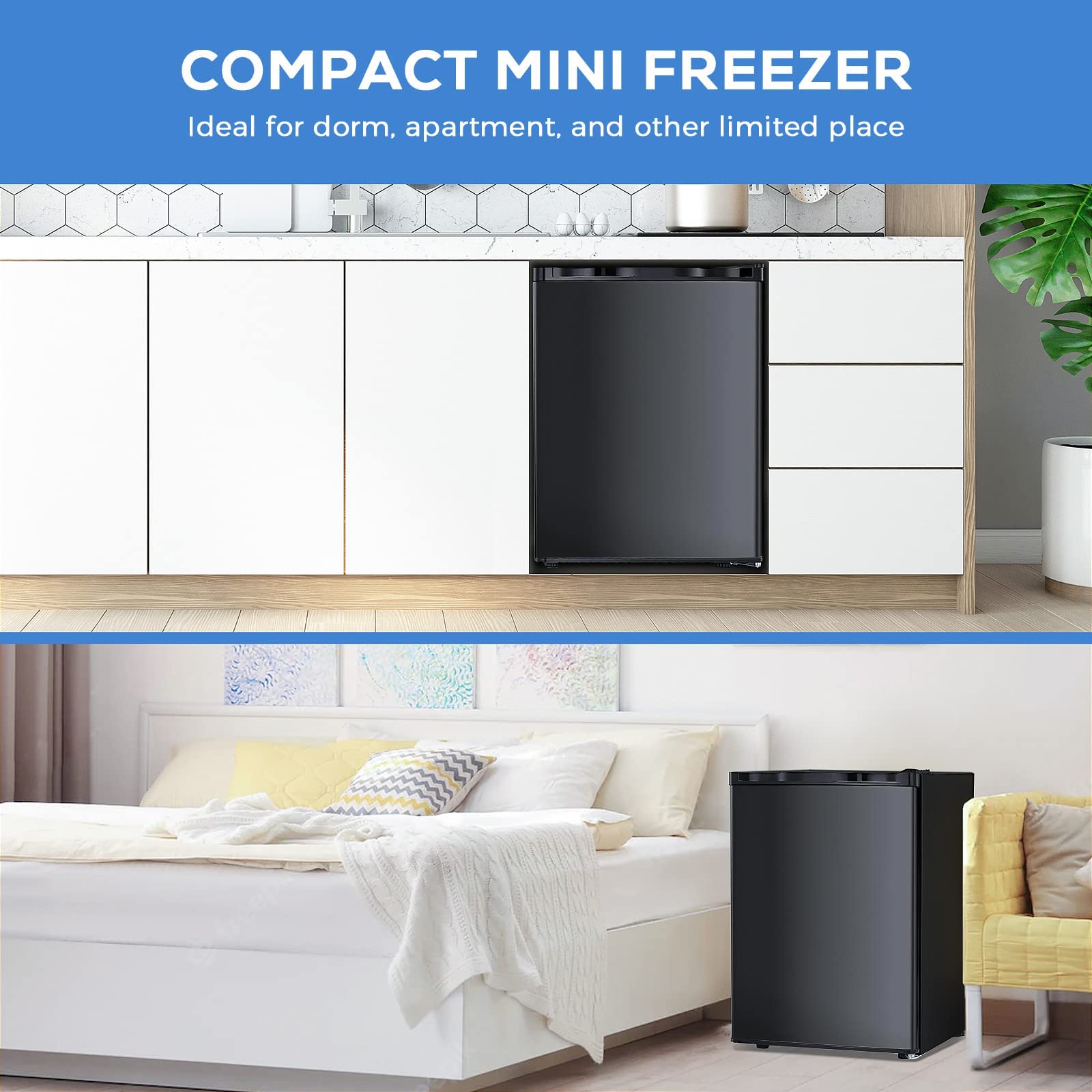 Kismile Upright Freezer.3.0 Cu.ft Mini Freezer with Reversible Single Door - Image 2