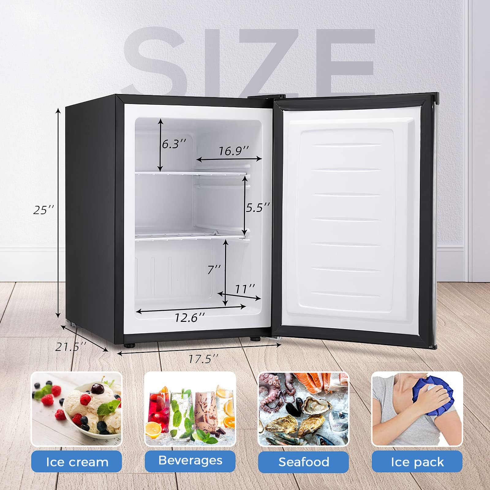 Kismile Upright Freezer.3.0 Cu.ft Mini Freezer with Reversible Single Door - Image 13