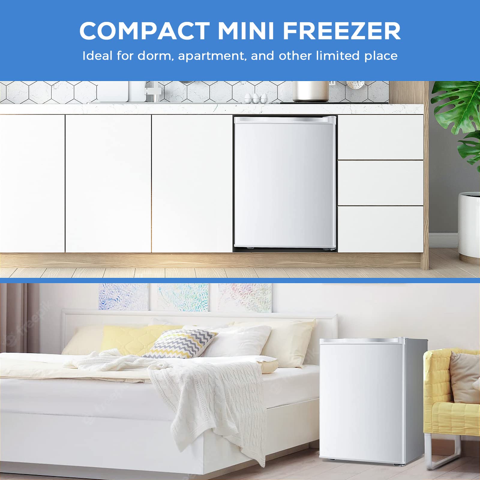 Kismile Upright Freezer.3.0 Cu.ft Mini Freezer with Reversible Single Door - Image 24