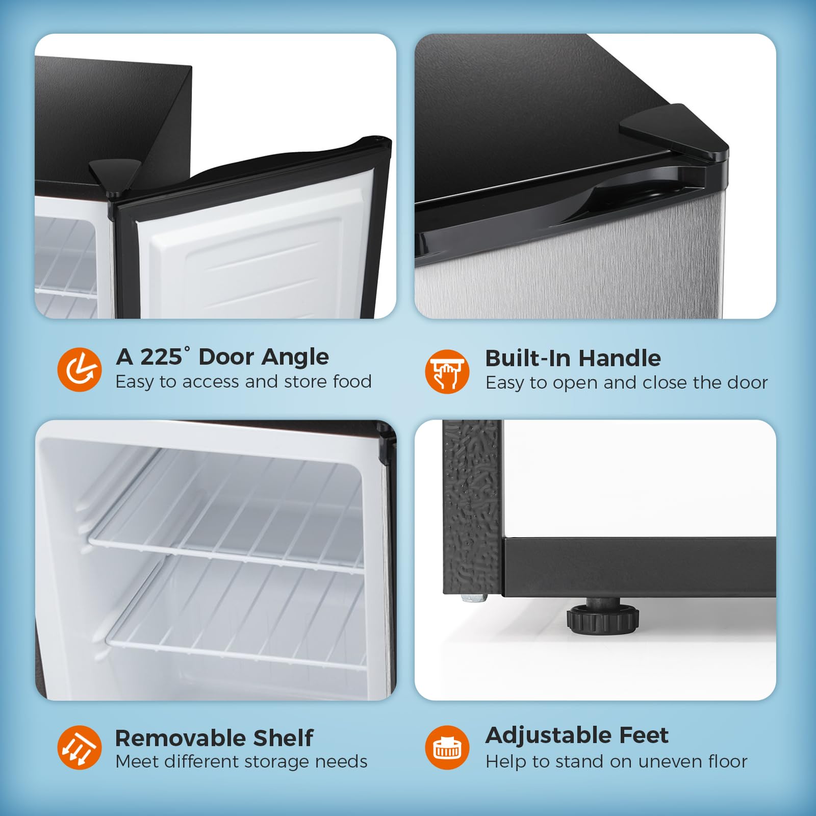 Kismile Upright Freezer.3.0 Cu.ft Mini Freezer with Reversible Single Door - Image 9