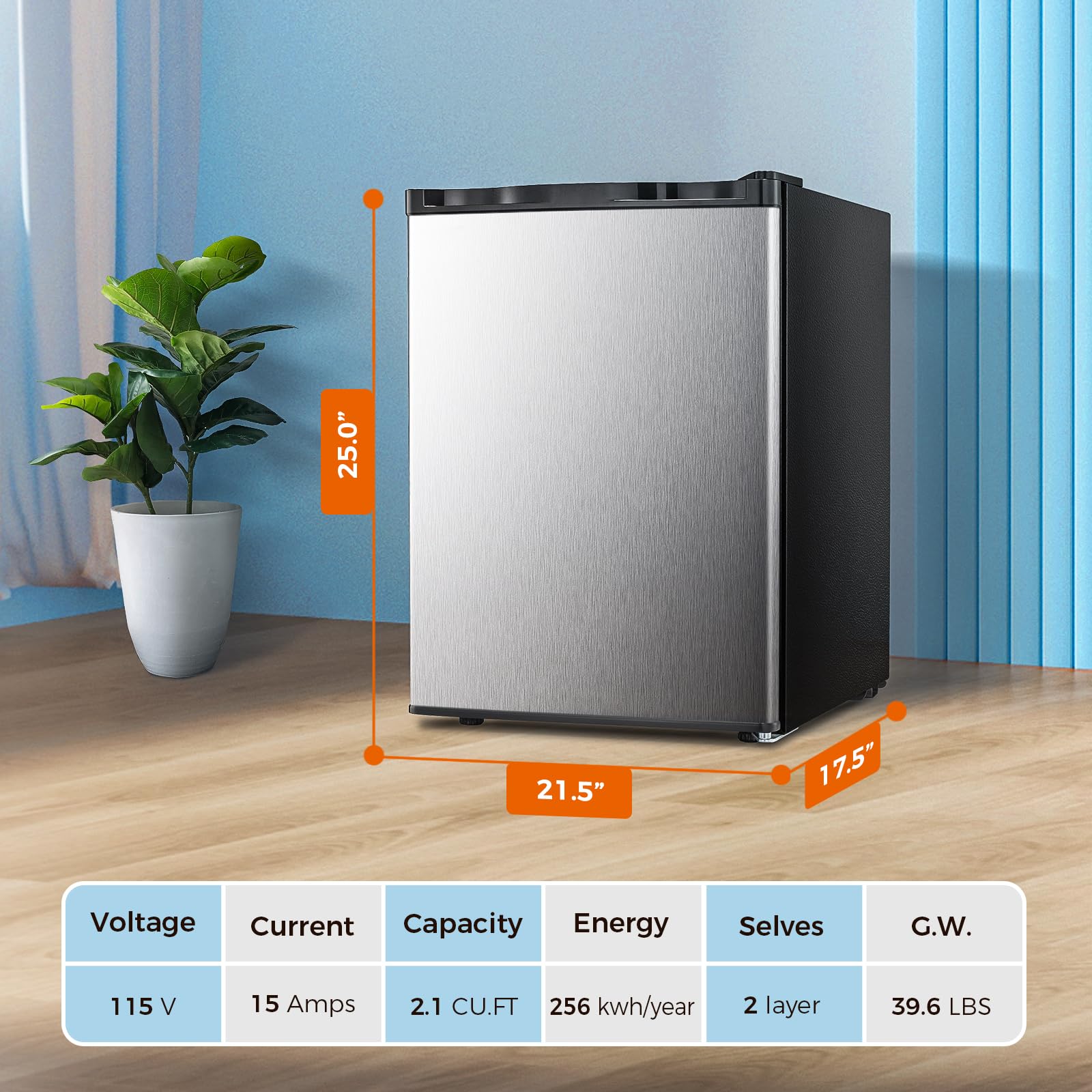 Kismile Upright Freezer.3.0 Cu.ft Mini Freezer with Reversible Single Door - Image 12