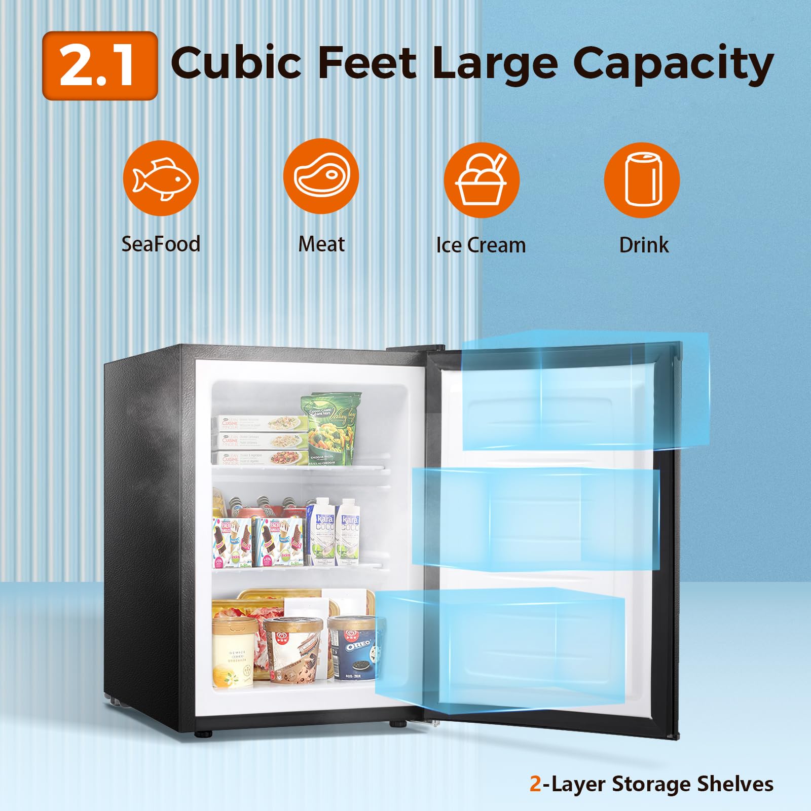 Kismile Upright Freezer.3.0 Cu.ft Mini Freezer with Reversible Single Door - Image 17