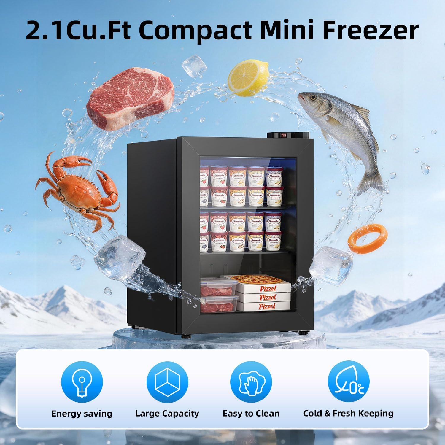 Kismile Upright Ice Cream Display Freezer 58040RIC0 - Image 9