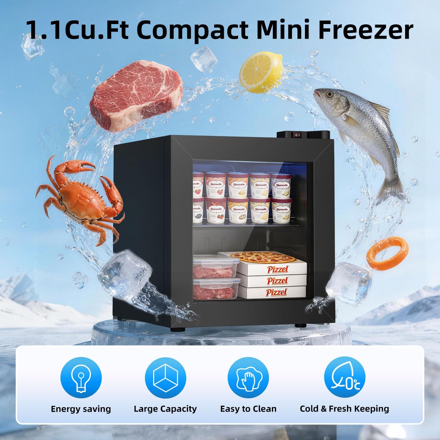 Kismile Upright Ice Cream Display Freezer 58040RIC0 - Image 2