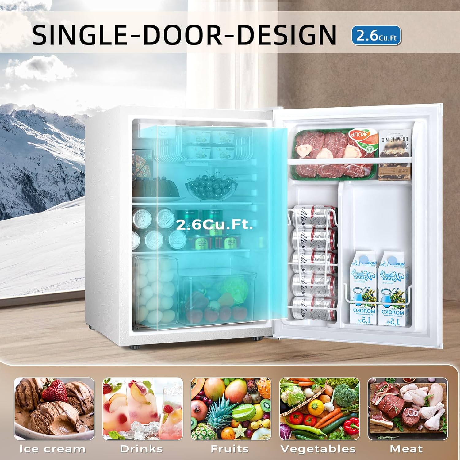 Mini Compact Refrigerator with Freezer. 2.6 Cu.Ft 58070RRE0 - Image 9