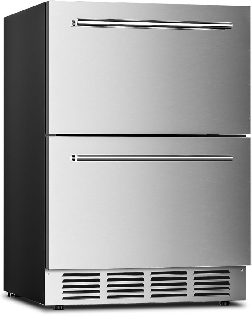 Under Counter Refrigerator. 24 Inch Double Drawer Beverage Fridge F58145